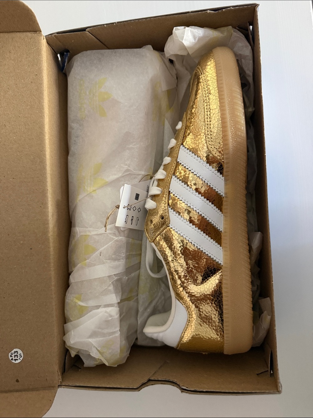 adidas Gold Metallic Sneakers with White Stripes